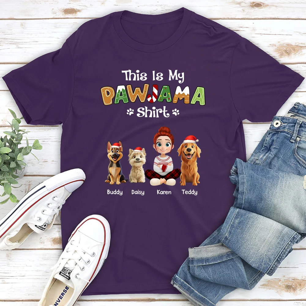 Funny Pawjama Shirt Cartoon - Personalized Custom Unisex T-shirt - Image 4