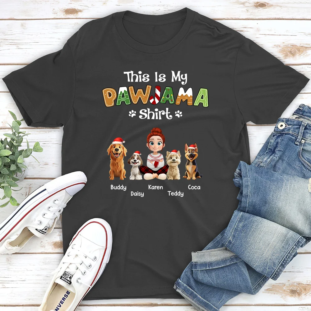 Funny Pawjama Shirt Cartoon - Personalized Custom Unisex T-shirt - Image 5
