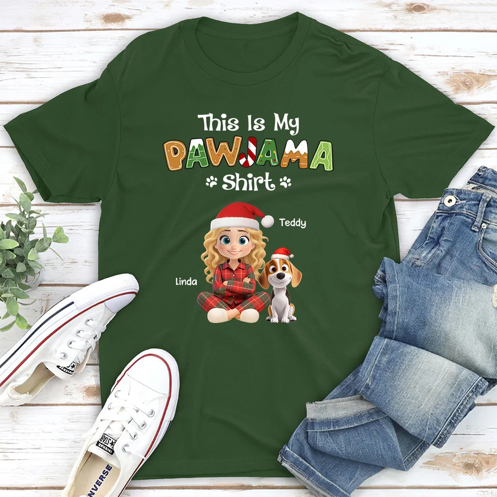 Funny Pawjama Shirt Cartoon - Personalized Custom Unisex T-shirt - Image 6