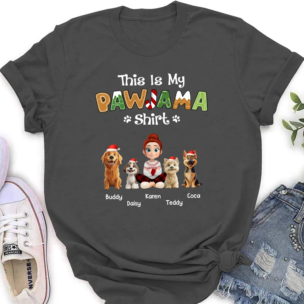 Funny Pawjama Shirt Cartoon - Personalized Custom Women T-Shirt - Image 5