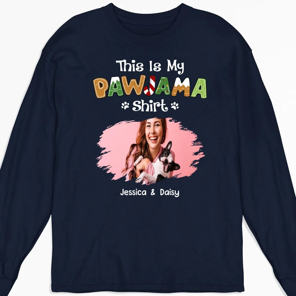 Funny Pawjama Shirt Cartoon Photo - Personalized Custom Long Sleeve T-Shirt - Image 7