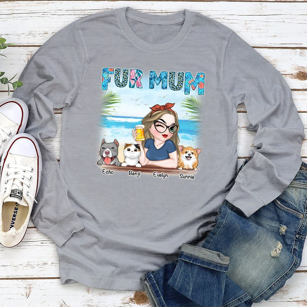 Fur Mom Summer - Personalized Custom Long Sleeve T-Shirt - Image 2