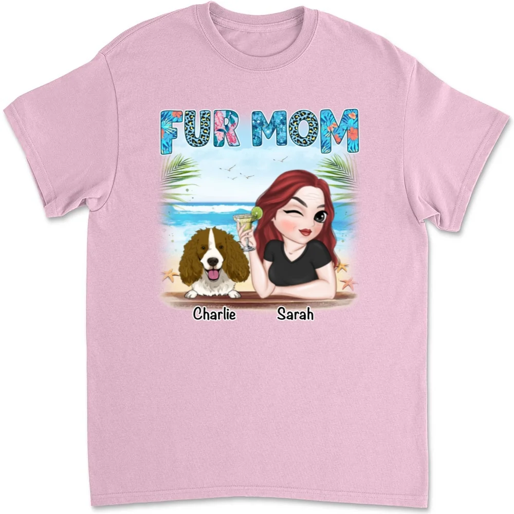 Fur Mom Summer - Personalized Custom Unisex T-Shirt - Image 8