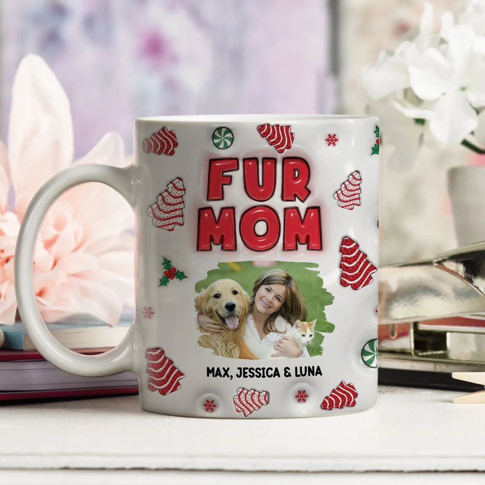 Fur Mom Tree Cake Photo - Personalized Custom 3D Inflated Effect Mug - Image 2