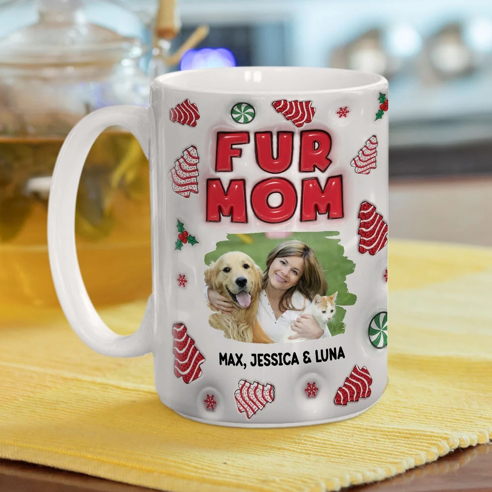 Fur Mom Tree Cake Photo - Personalized Custom 3D Inflated Effect Mug - Image 4