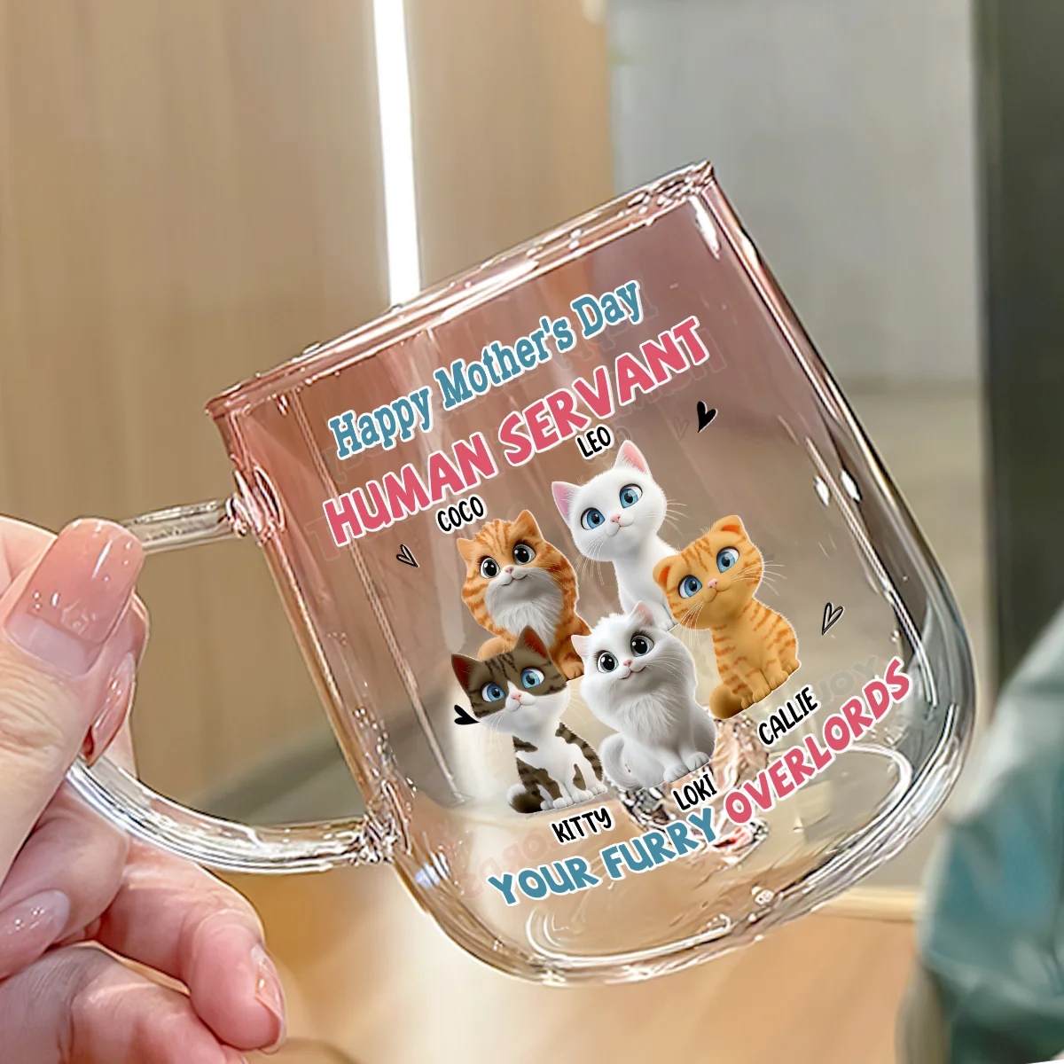 Furry Overlords - Personalized Custom Pink Gradient Glass Mug - Image 5