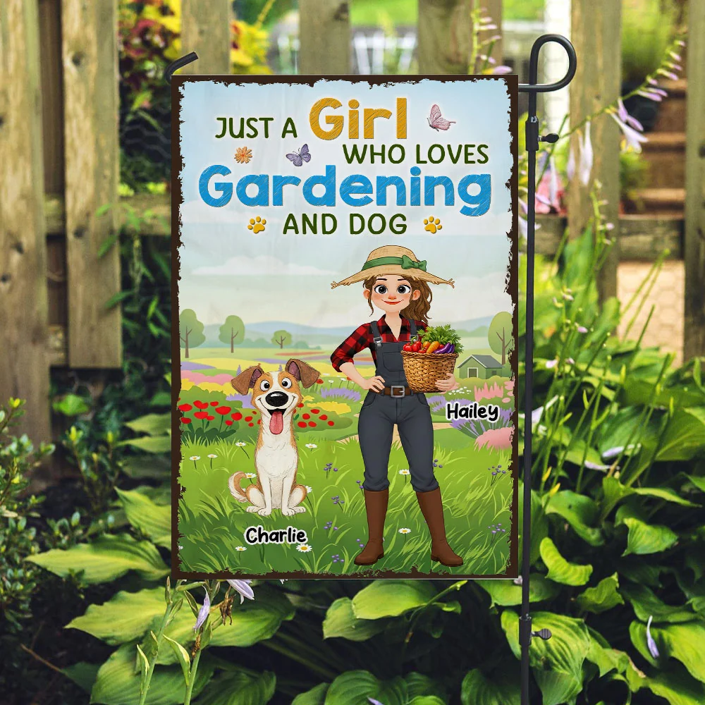 Gardening Dog Lady - Personalized Custom Flag - Image 2