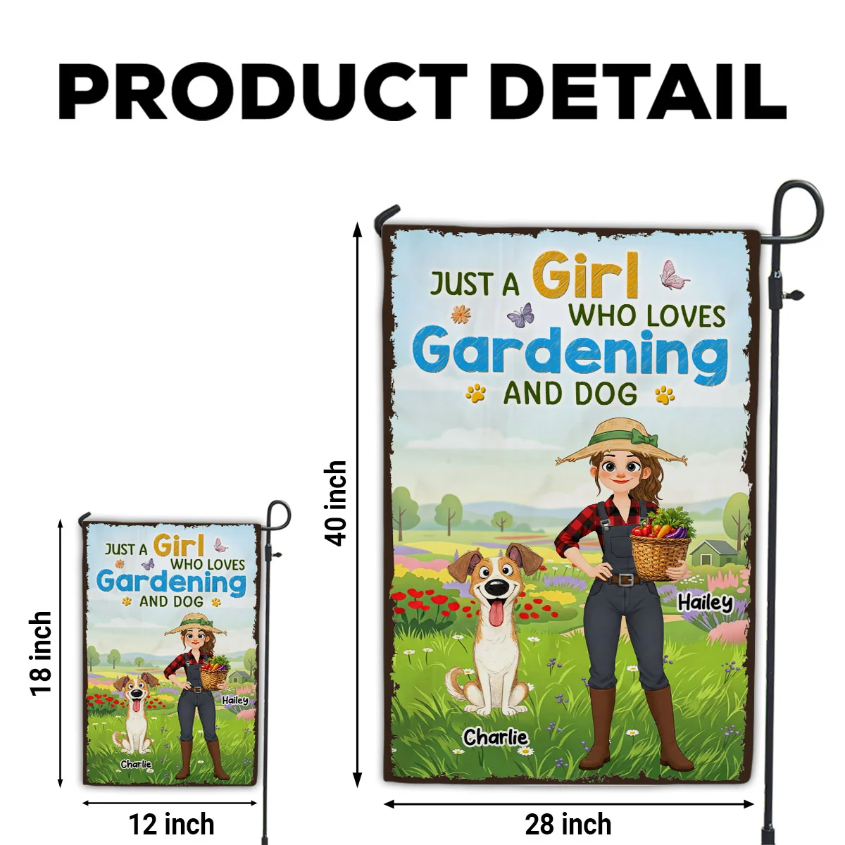 Gardening Dog Lady - Personalized Custom Flag - Image 6