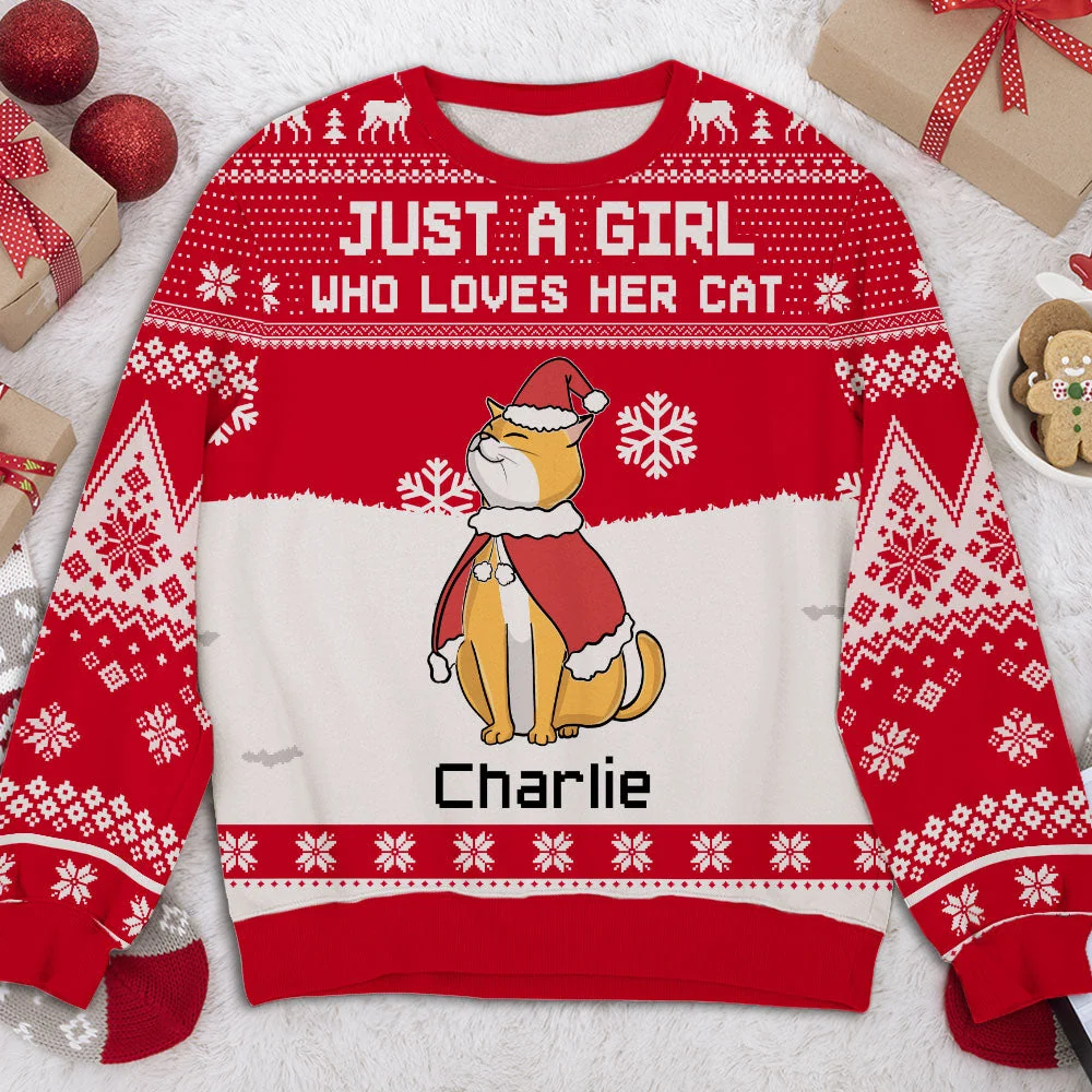 Girl And Chilling Cat - Personalized Custom All-Over-Print Sweatshirt - Image 2