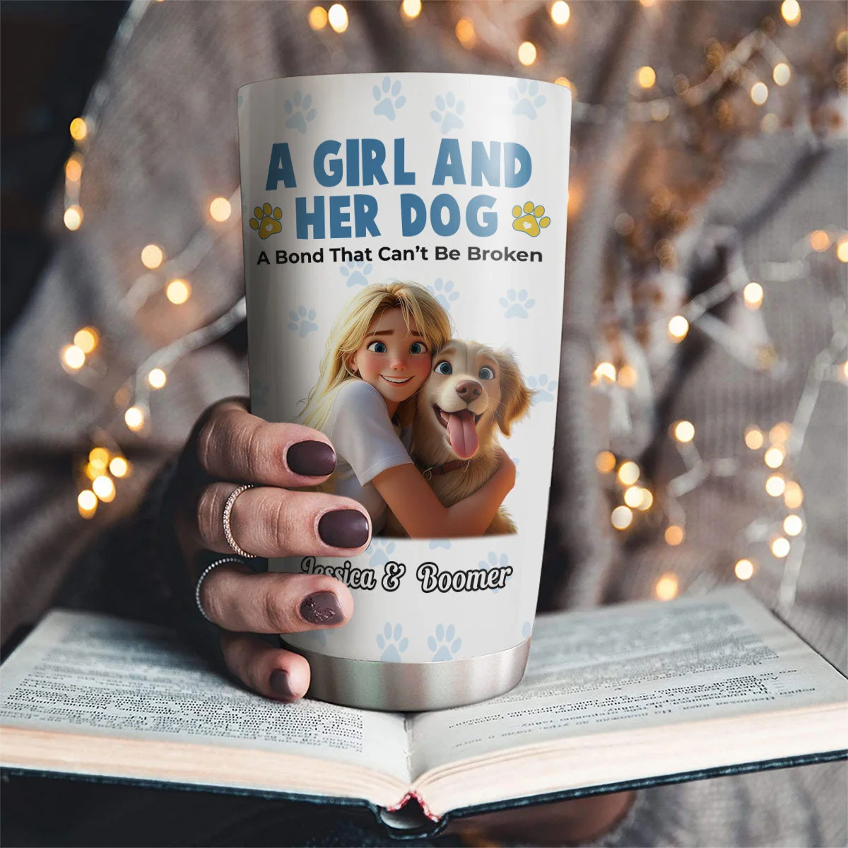 Girl And Her Pups - Personalized Custom Tumbler - Image 2