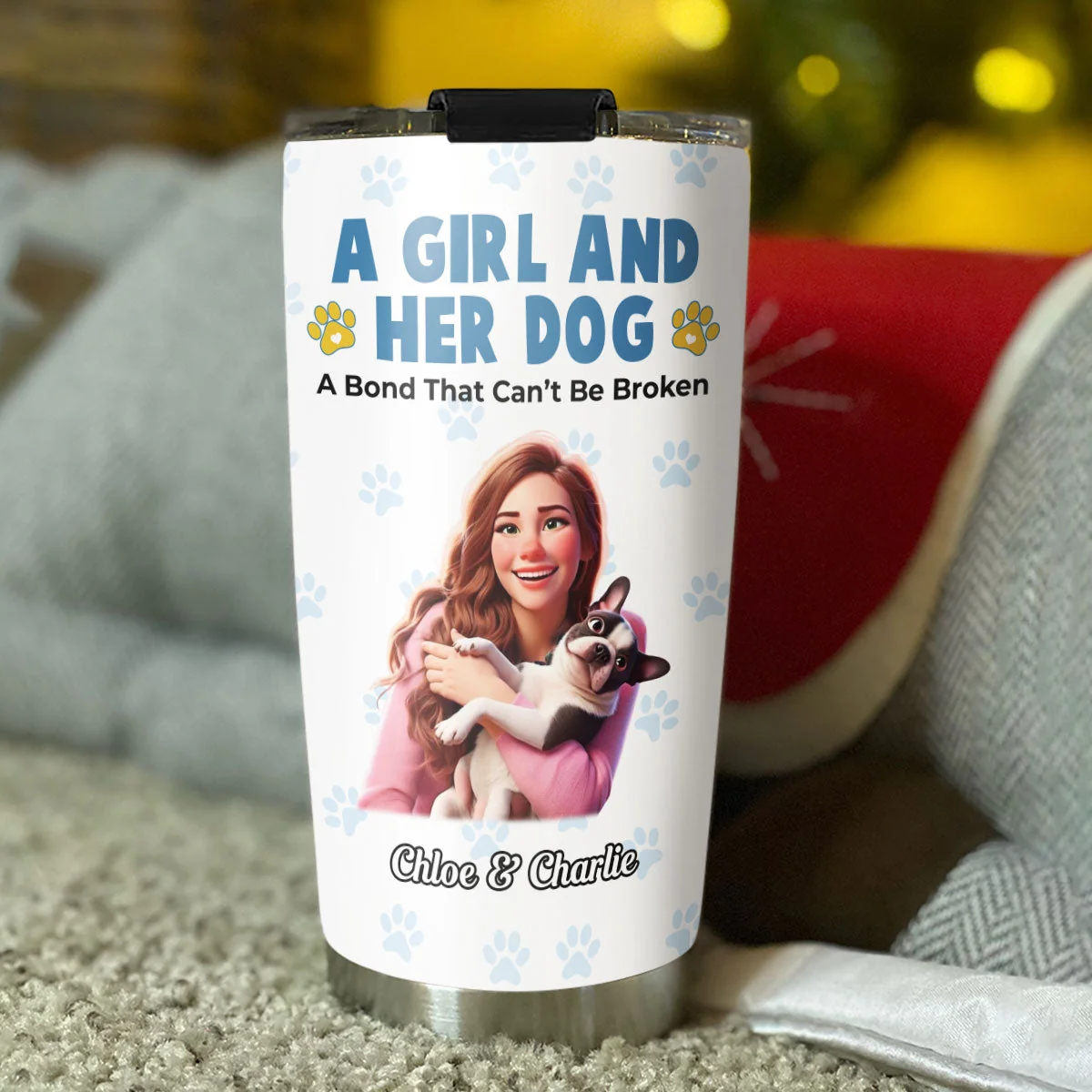 Girl And Her Pups - Personalized Custom Tumbler - Image 4