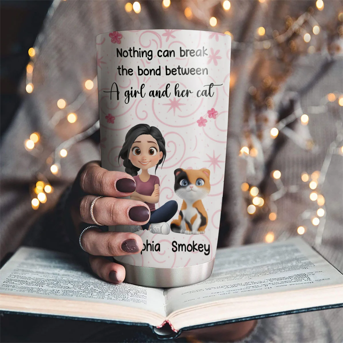 Girls Are In Love With Cats - Personalized Custom Tumbler - Image 5