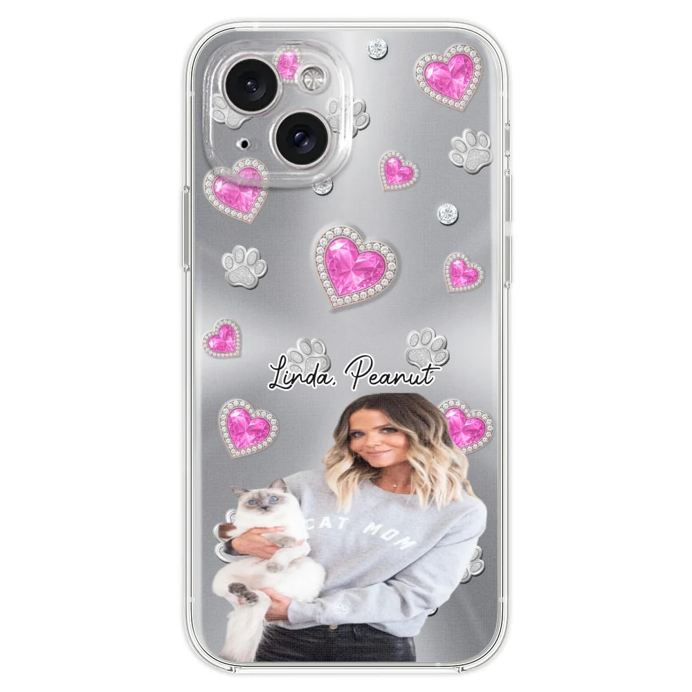 Glitter Cute Cartoon Cat Mom Photo - Personalized Custom Phone Case - Image 17