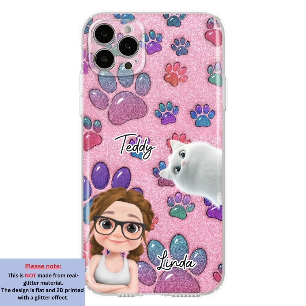 Glittery Paw Mom Cat Ver - Personalized Custom Phone Case - Image 15