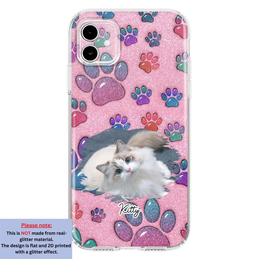 Glittery Paw Mom Cat Ver Photo - Personalized Custom Phone Case - Image 7