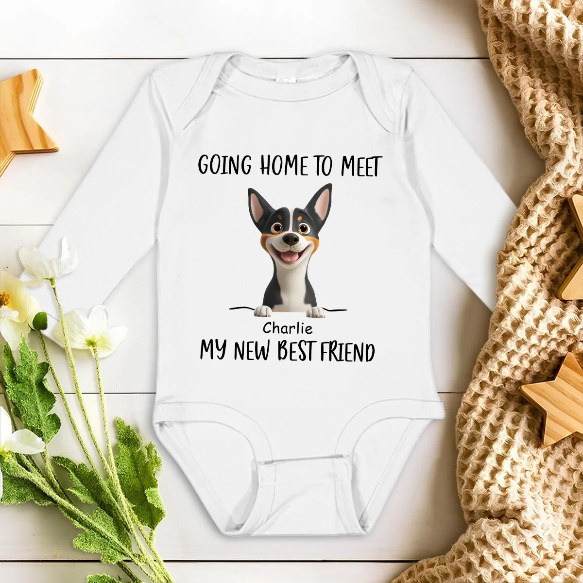 Go Home To Meet Friends - Personalized Custom Long Sleeve Baby Onesie - Image 5