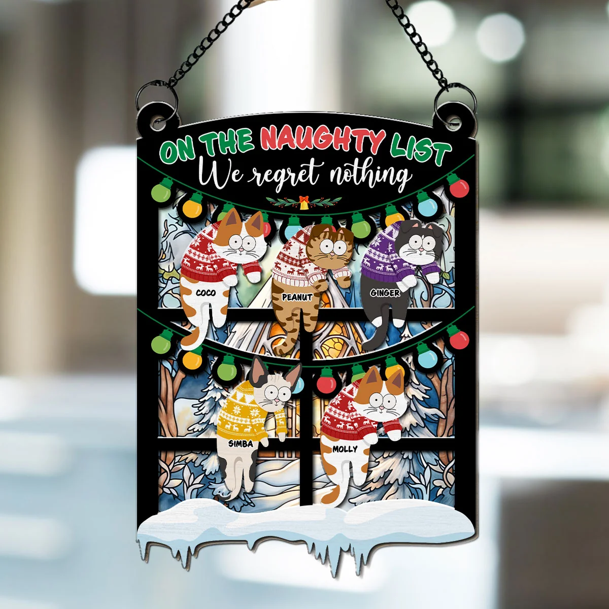 Going On Santa's Naughty List - Personalized Custom Suncatcher - Image 4