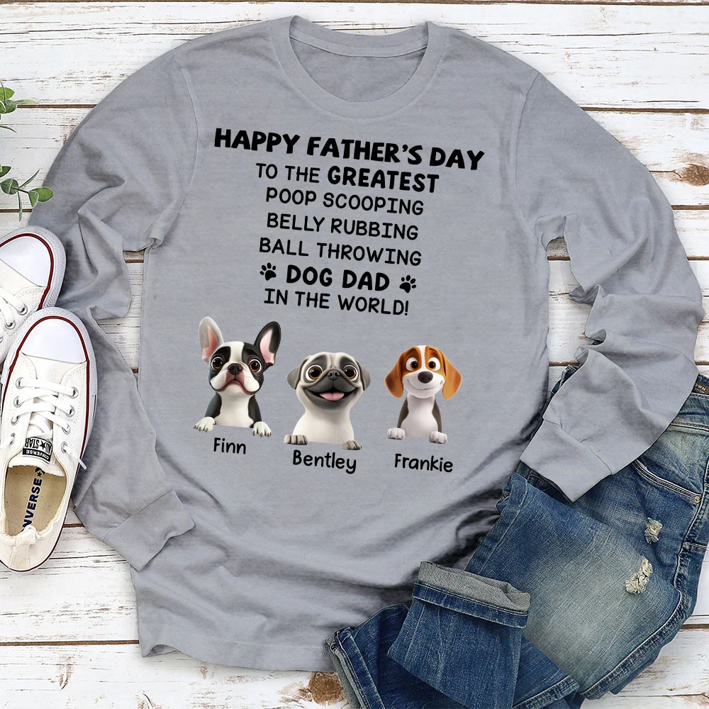 Greatest Dog Dad In The World - Personalized Custom Long Sleeve T-Shirt - Image 3