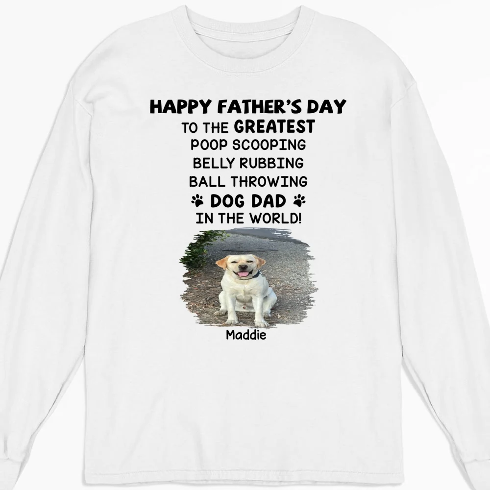 Greatest Dog Dad In The World Photo - Personalized Custom Long Sleeve T-Shirt - Image 2