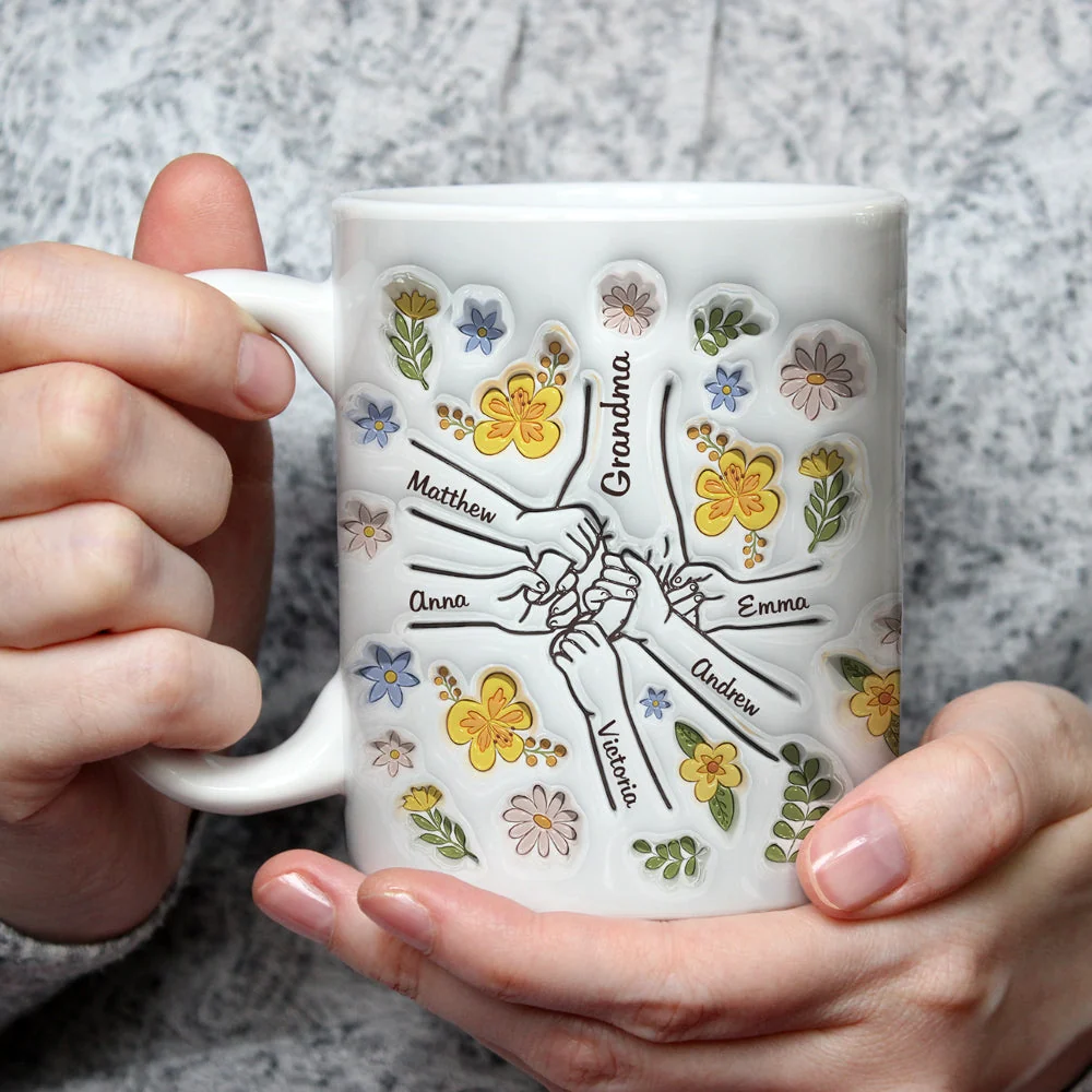 Hand In Hand, Also Heart In Heart - Personalized Custom 3D Inflated Effect Mug - Image 3