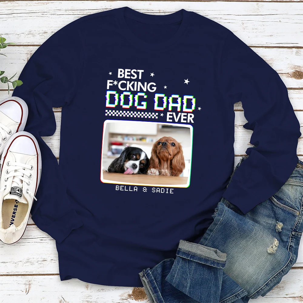 Handsome Dad Ever Photo - Personalized Custom Long Sleeve T-Shirt - Image 2