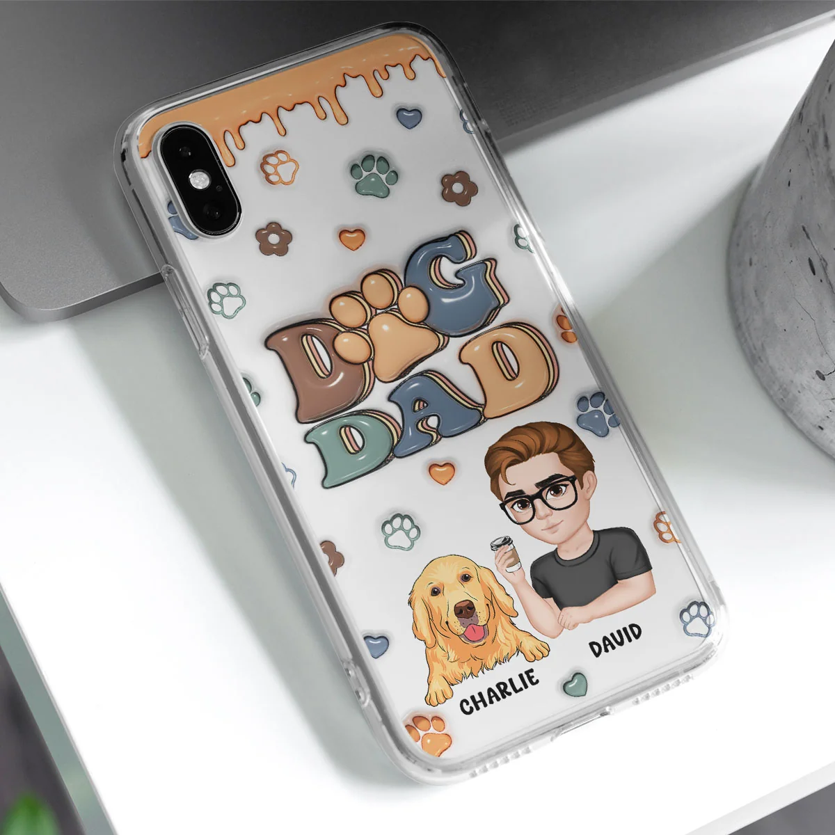 Handsome Dog Dad - Personalized Custom 3D Inflated Effect Phone Case - Image 2