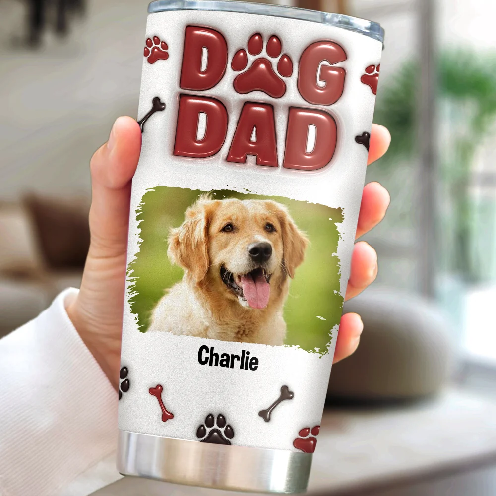 Handsome Dog Daddy Photo - Personalized Custom 3D Inflated Effect Tumbler - Image 2