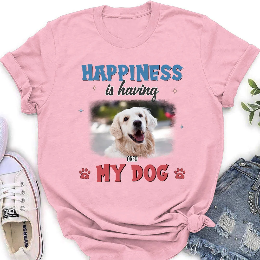 Happiness Is Having Dogs - Personalized Custom Women's T-shirt - Image 3