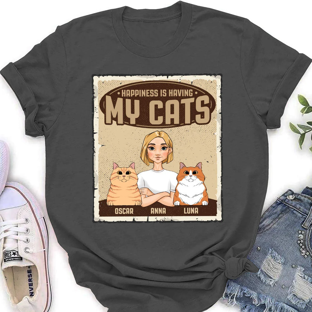 Happiness Is Having - Personalized Custom Women's T-shirt - Image 4