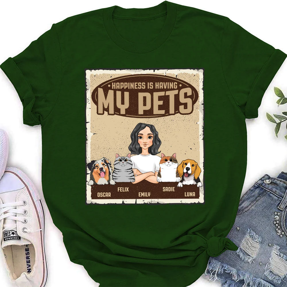 Happiness Is Having - Personalized Custom Women's T-shirt - Image 5