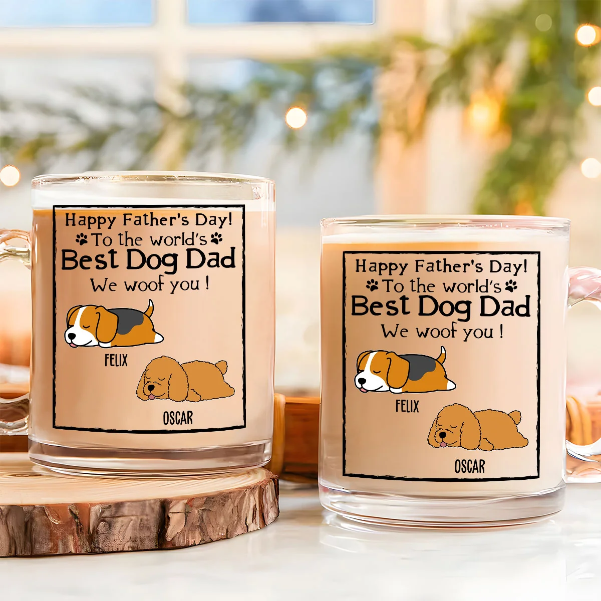 Happy Dog Dad Mum - Personalized Custom Glass Mug - Image 2