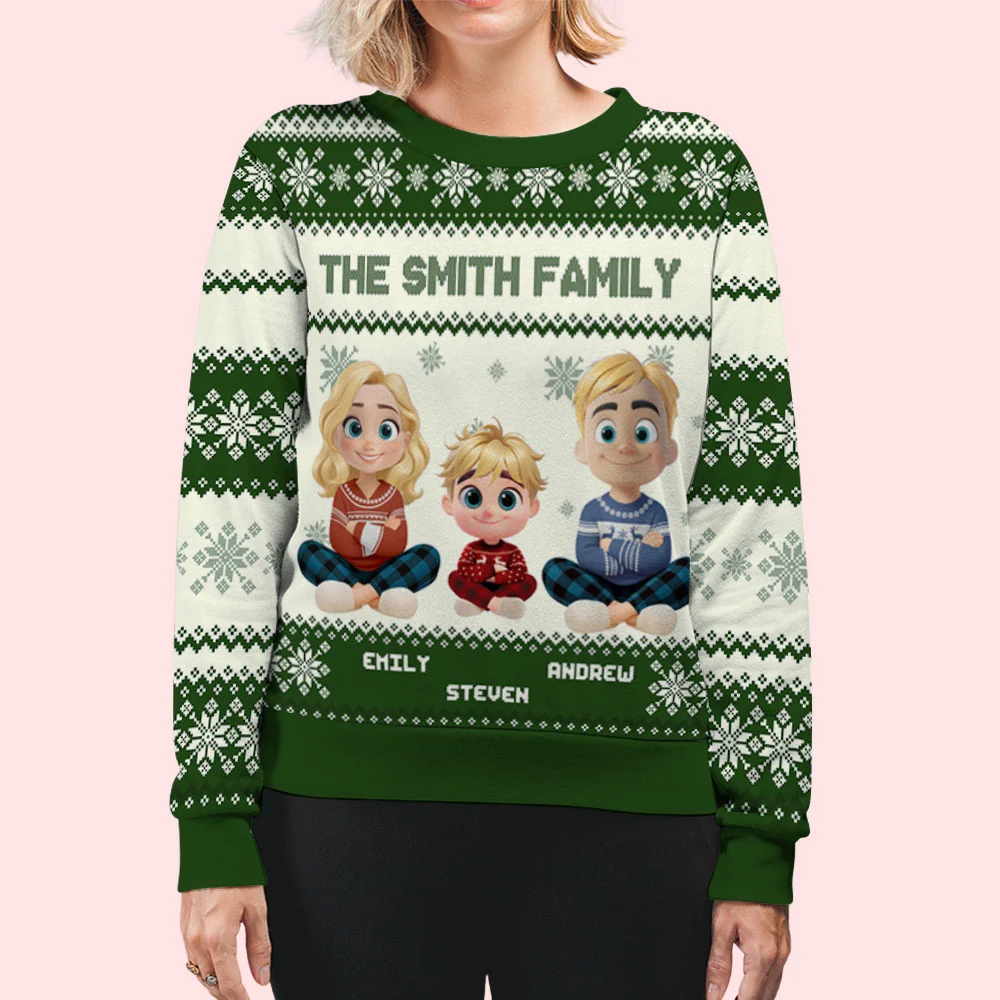 Happy Holiday Season Snowman Family - Personalized Custom All-Over-Print Sweatshirt - Image 6