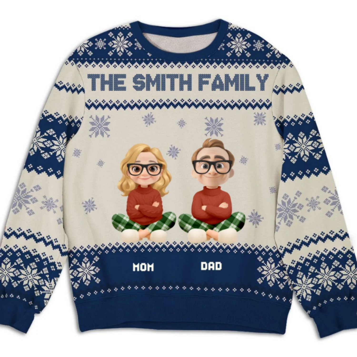 Happy Holiday Season Snowman Family - Personalized Custom All-Over-Print Sweatshirt - Image 8
