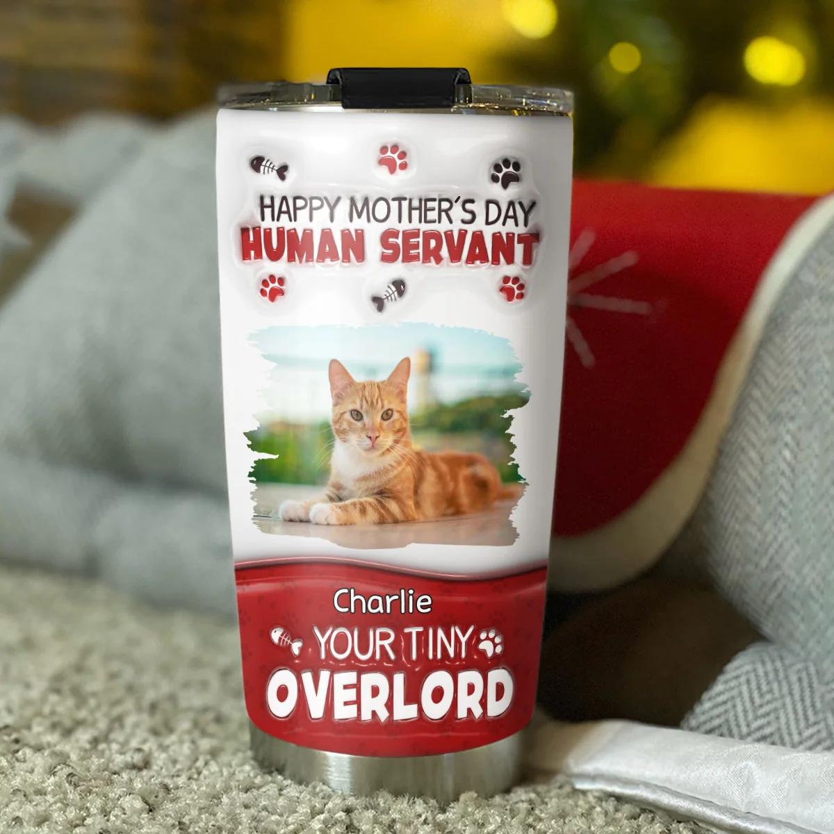 Happy Human Servant Day Photo - Personalized Custom 3D Inflated Effect Tumbler - Image 3