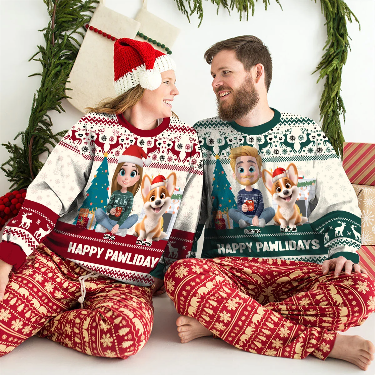 Happy Pawlidays To You Cartoon - Personalized Custom All-Over-Print Sweatshirt - Image 5