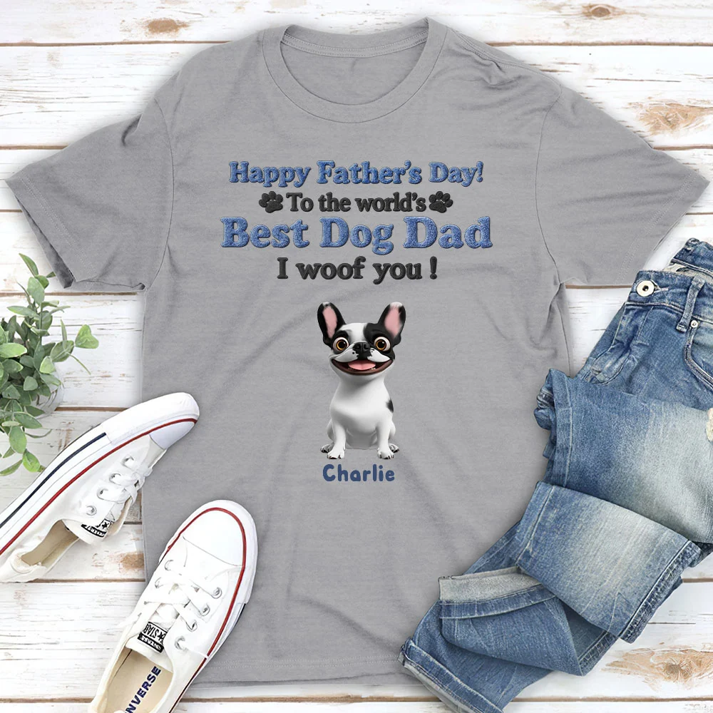 Happy To Be Dog Dad Ver Standing - Personalized Custom Shirt - Image 4