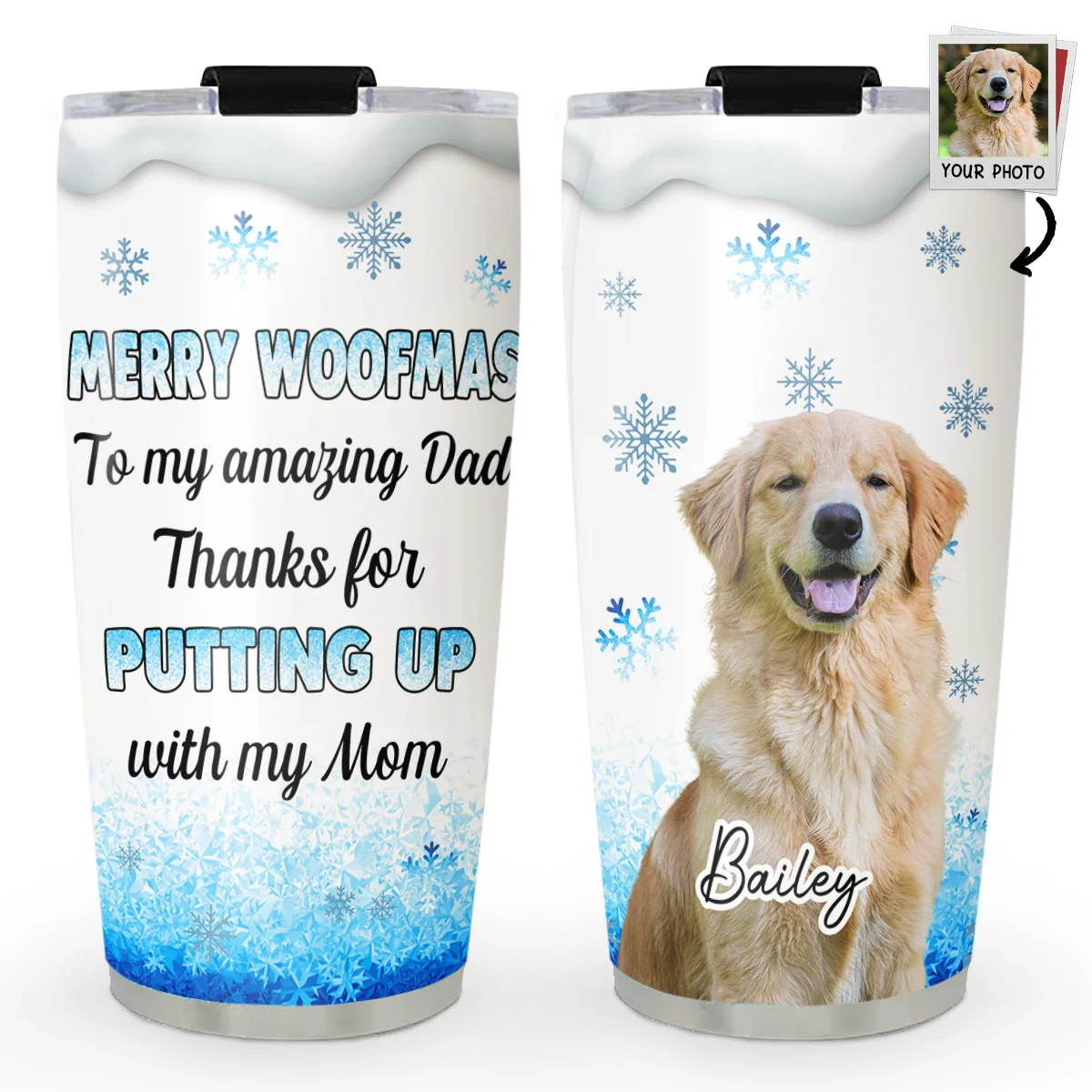 Happy Woofmas Photo - Personalized Custom Tumbler