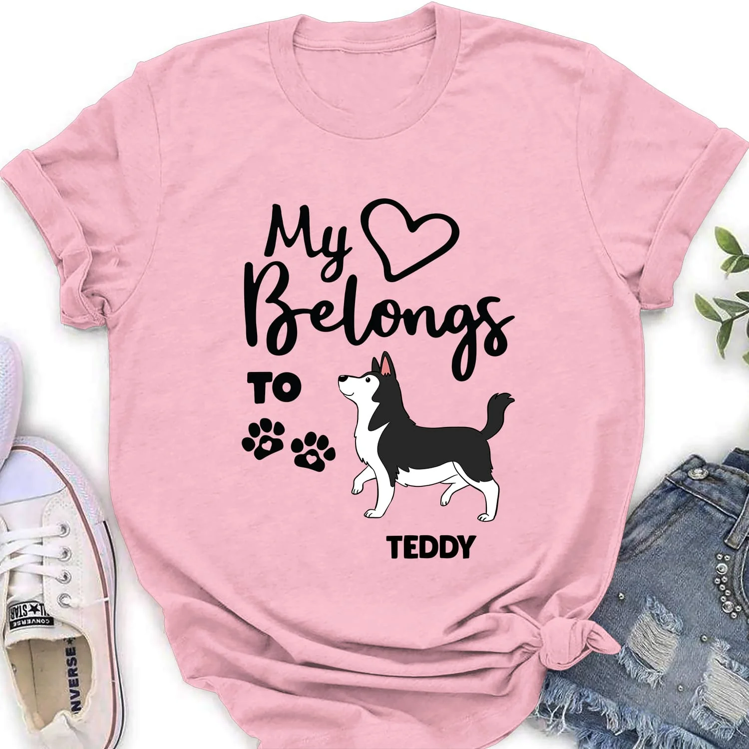 Heart Belongs To Dog - Personalized Custom Women's T-shirt - Image 3