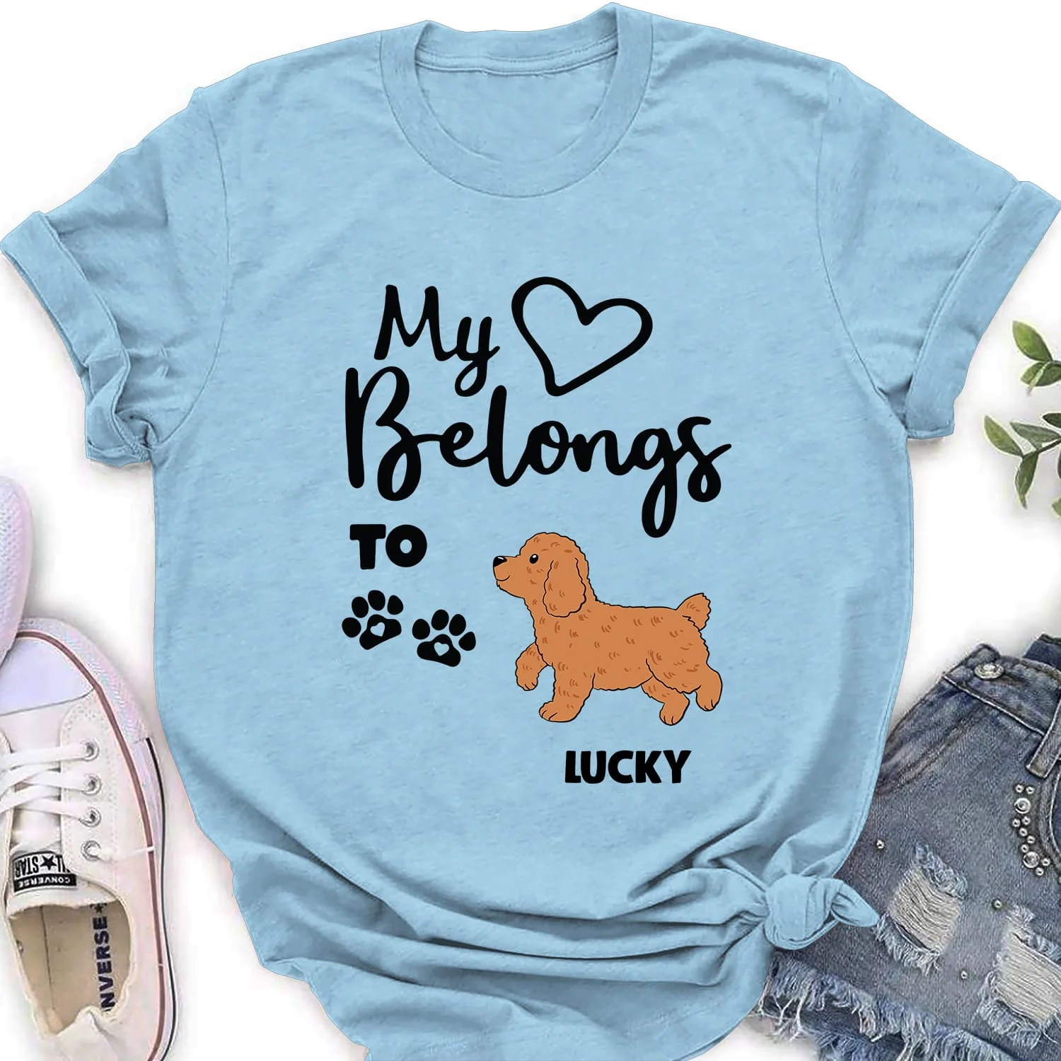 Heart Belongs To Dog - Personalized Custom Women's T-shirt - Image 4