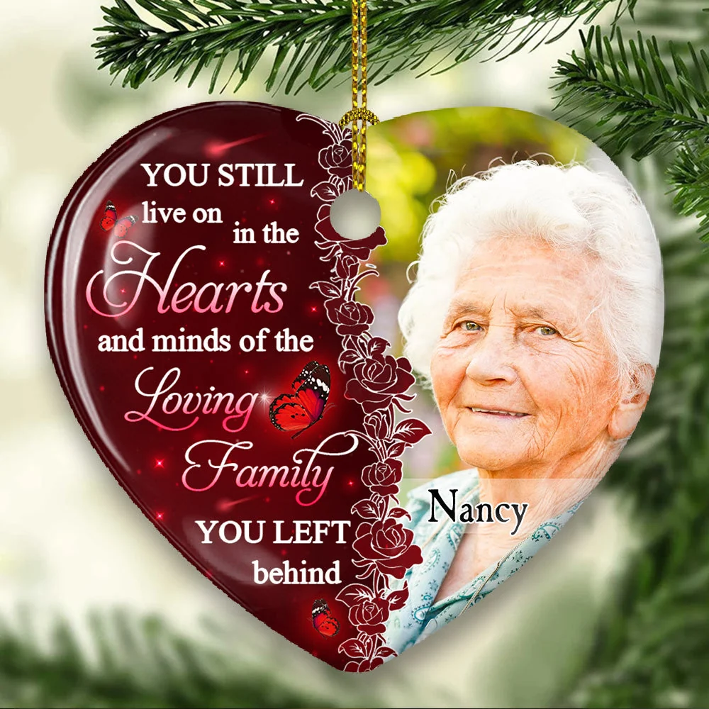 Hearts And Minds 1 - Personalized Custom Heart Ceramic Christmas Ornament - Image 3