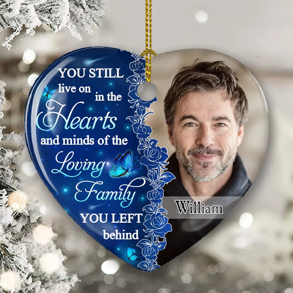 Hearts and Minds Purple - Personalized Custom Heart Ceramic Christmas Ornament - Image 3