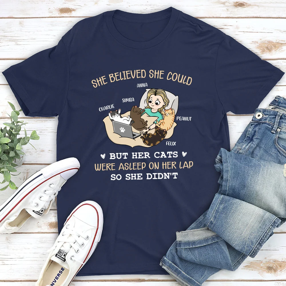 Her Cat Was Asleep - Personalized Custom Unisex T-shirt - Image 4