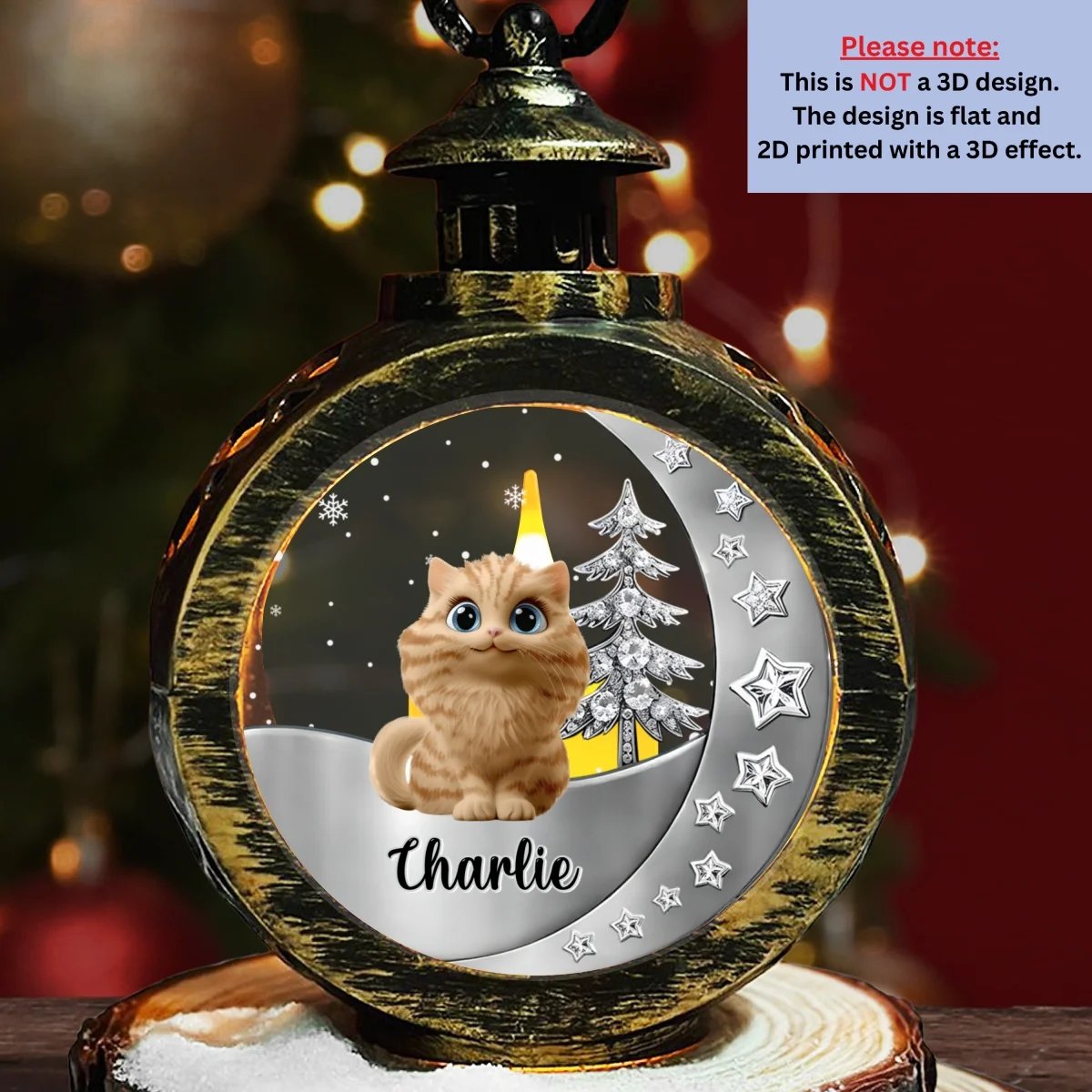 Here Beside Cats- Personalized Custom 3D Effect Christmas Lantern - Image 6