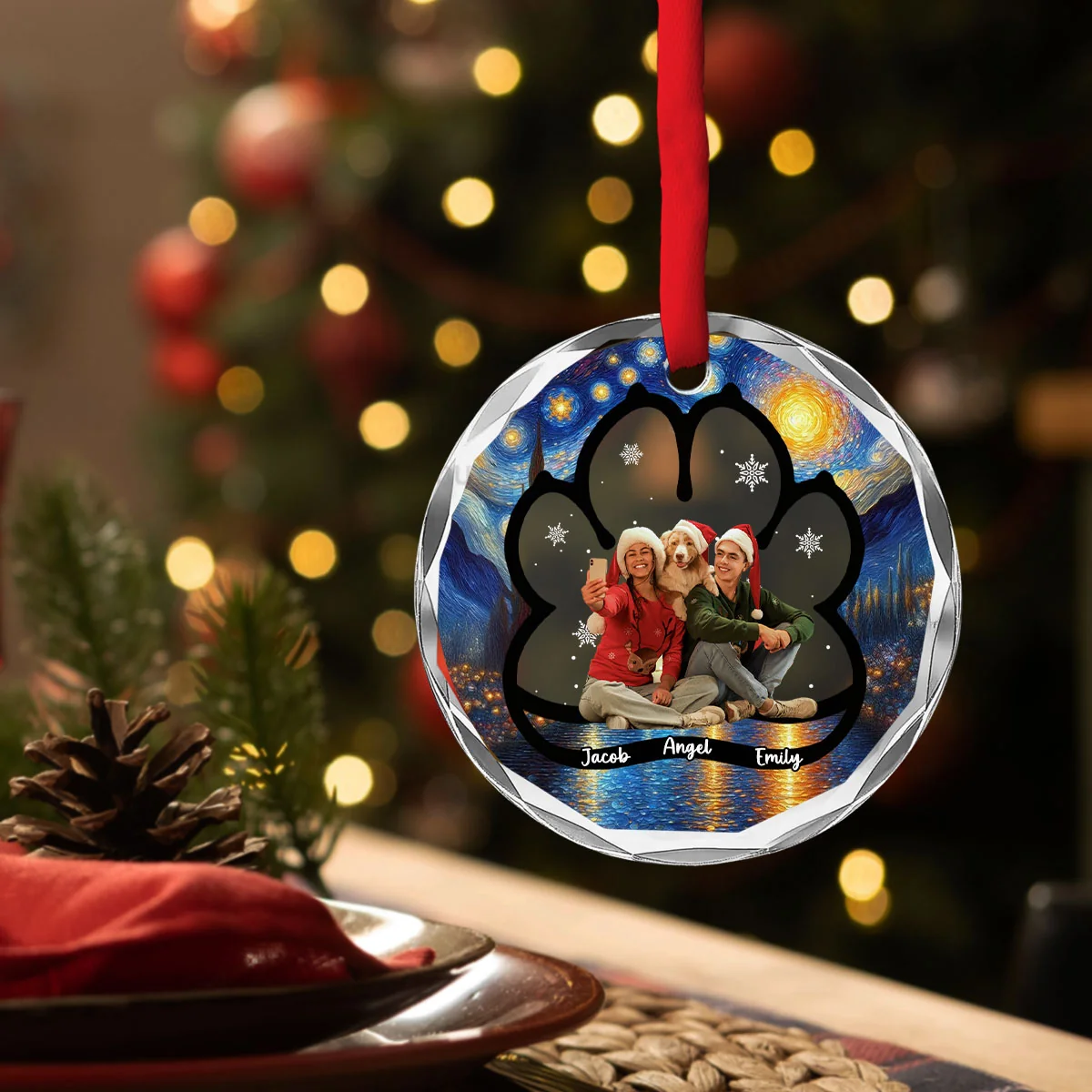 Here With Each Other Photo - Personalized Custom Glass Ornament - Image 3