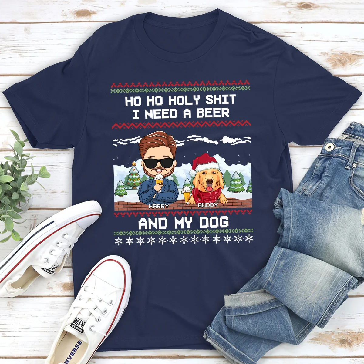 Ho Ho Holy Christmas - Personalized Custom Unisex T-shirt - Image 2