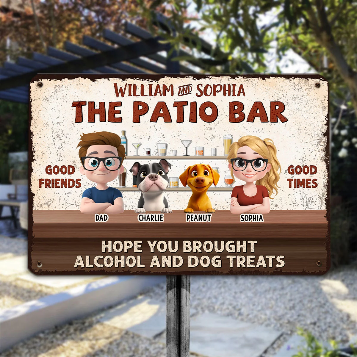 Hope You Brought Alcohol And Dog Treats Couple Husband Wife - Personalized Custom Metal Sign - Image 5