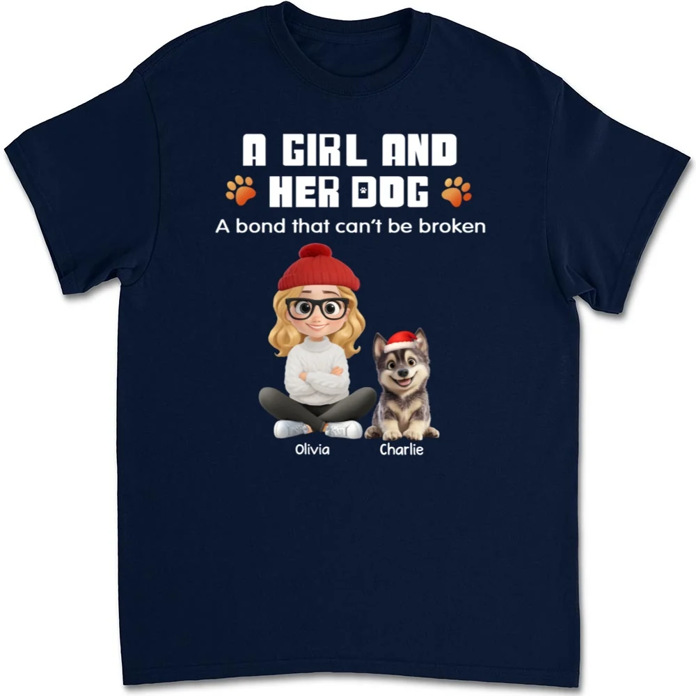 Human And Their Dog Cartoon Christmas - Personalized Custom Unisex T-shirt - Image 7