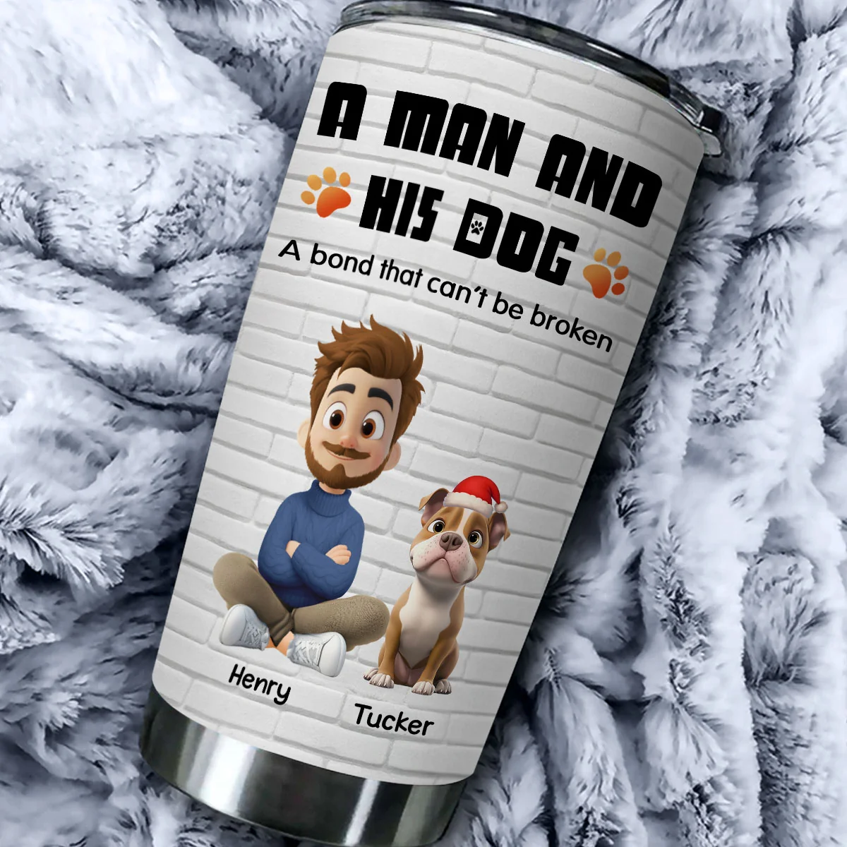Human And Their Dog Cartoon Christmas Ver New - Personalized Custom Tumbler - Image 2