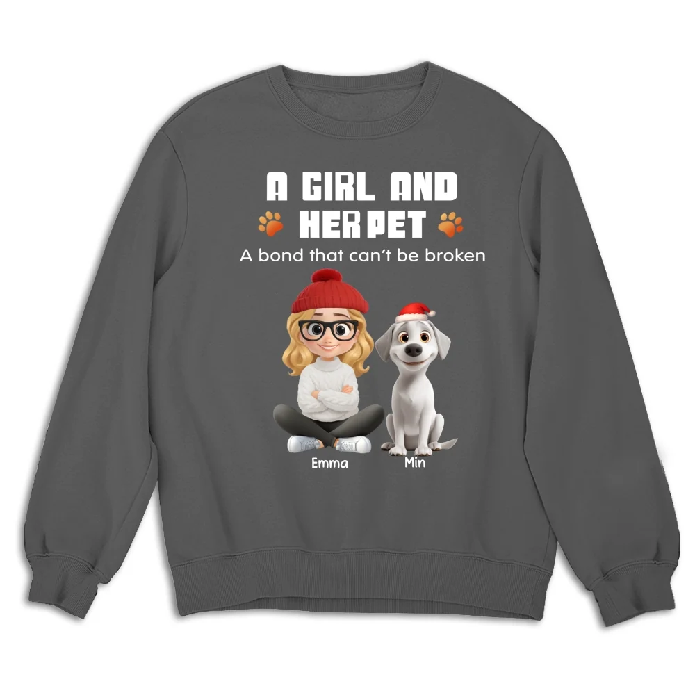 Human And Their Pet Cartoon Christmas - Personalized Custom Sweatshirt - Image 6
