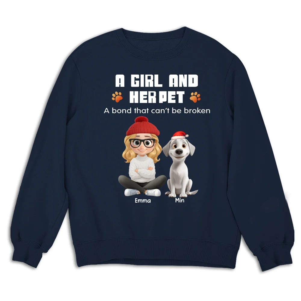 Human And Their Pet Cartoon Christmas - Personalized Custom Sweatshirt - Image 7